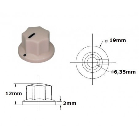 Manopola MXR style CREMA 19mm, fissaggio a vite
