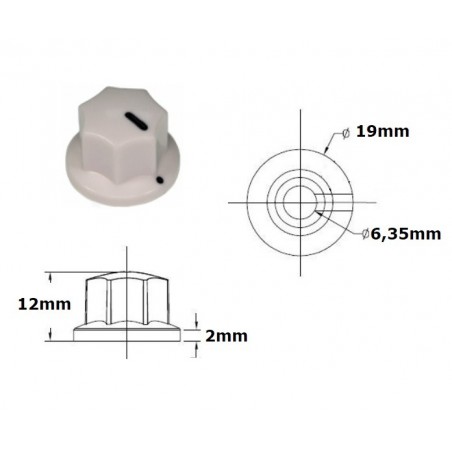Manopola MXR style BIANCA 19mm, fissaggio a vite