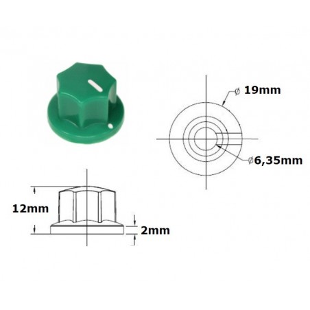 Manopola MXR style VERDE 19mm, fissaggio a vite