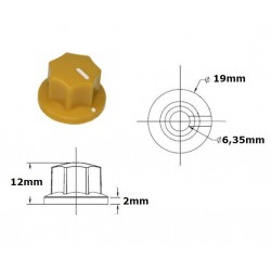 Manopola MXR style GIALLA 19mm, fissaggio a vite