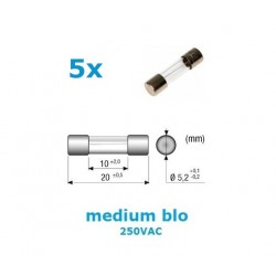 Fuse 250mA MEDIUM BLOW, 5x20mm