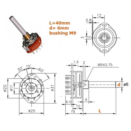 Alpha commutatore 3 vie 4 posizioni