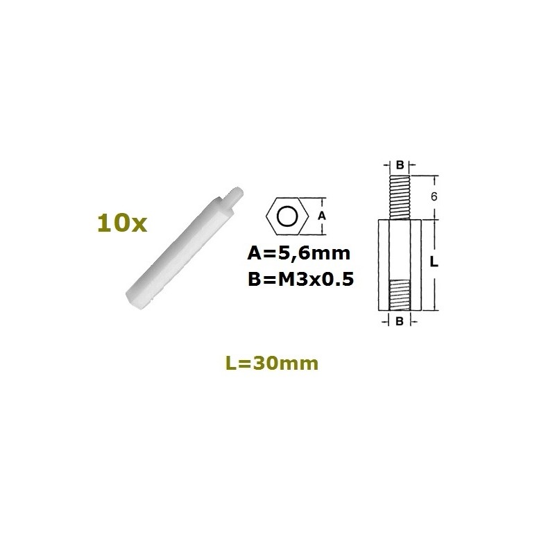 Distanziale in nylon esagonale