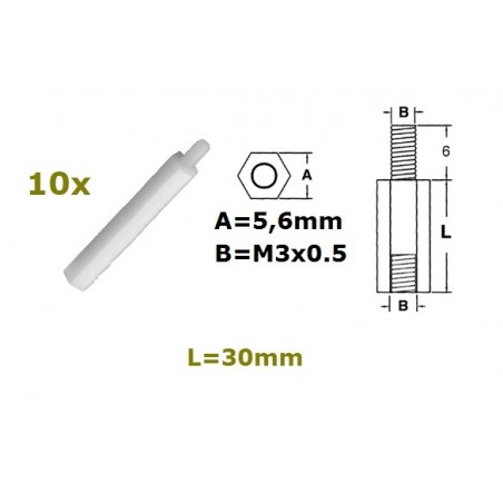 Distanziale in nylon esagonale
