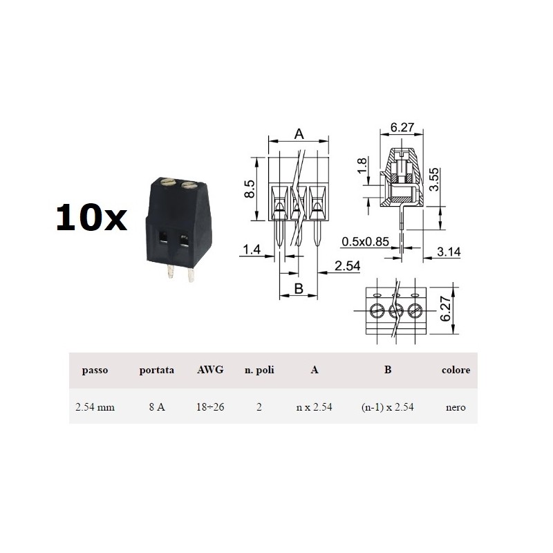 Morsettiera x PCB due vie
