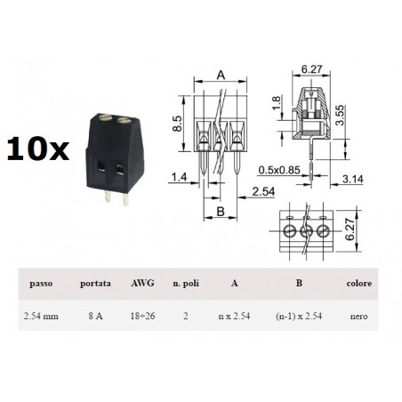 Morsettiera x PCB due vie