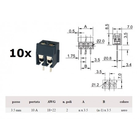 Morsettiera x PCB a due