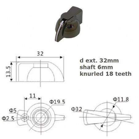 ''Chicken Head'' ANODIZED BLACK knob