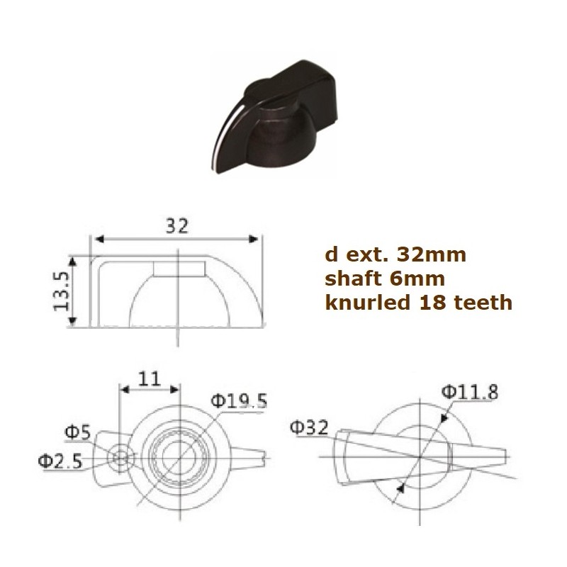 Manopola ''Chicken Head'' MARRONE