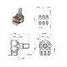 ECC 16mm 50KAx2, STEREO LOG potentiometer (QB1, L: 15mm)