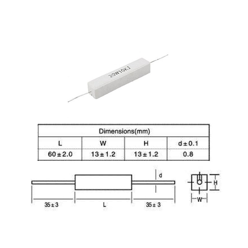 Uniroyal 20W, 4R7, wirewound ceramic resistor