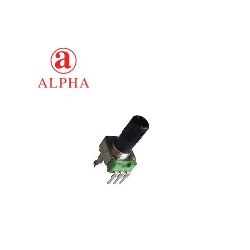 Alpha 9mm 10KB, potenz. LIN mono, perno in PLASTICA zigrinato (L: 15mm)