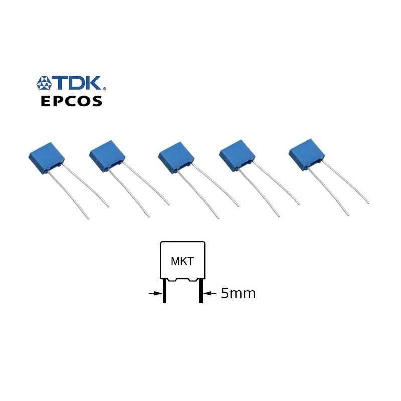 5x Epcos TDK 0,0047uF/100V, condensatore MKT poliestere metallizzato, B32529C1472K