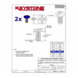 2x Keystone 9191-5, vite in ottone BLU, M3x0.5, L: 6mm
