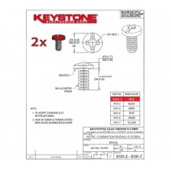 2x Keystone 9191-2, vite in ottone ROSSA, M3x0.5, L: 6mm