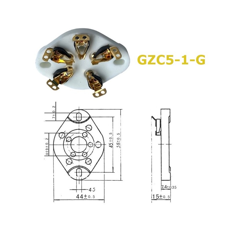 GZC5-1-G, UX5 GOLD ceramic socket /CHS mount