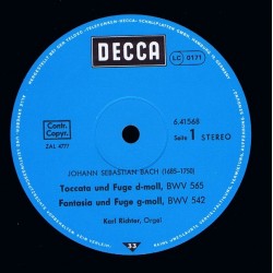 Johann Sebastian Bach: Berühmte Orgelwerke, Richter, TELDEC, LP, 6.41568 AN