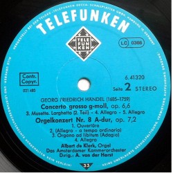 Händel: Orgelkonzerte Nr. 4 F-dur/8 A-dur, Concerto Grosso G-moll, LP, Van Der Horst, Teldec, 6.41320 AH