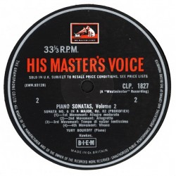 Prokofiev: Piano Sonatas Volume 2, Yuri Boukoff, LP mono, HMV-EMI CLP1827