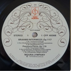 Johannes Brahms: Brahms Intermezzi, Dame Moura Lympany, LP, 	Classics For Pleasure CFP-40066