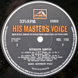 Beethoven: Sonatas No.5 In C Minor, Op.10 No.1 / No.6 In F Major, Op.10 No.2, Barenboim , LP, HMV-EMI HQS-1152