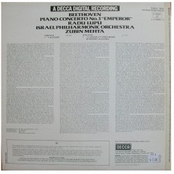 Beethoven: Piano Concerto No.5 "Emperor", Radu Lupu, Israel Philharmonic Orchestra, Zubin Mehta, LP, Decca SXDL-7503