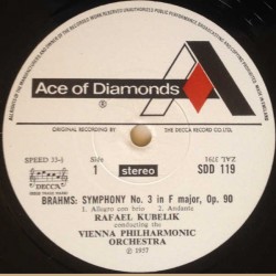 Brahms: Symphony No. 3, The Vienna Philharmonic Orchestra, Kubelik, LP, Ace of Diamond SDD-119
