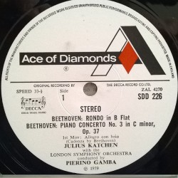 Beethoven: Piano Concerto No. 3 / Rondo In B Flat, Julius Katchen, London Symphony Orch., Gamba, LP, Ace of Diamond SDD-226