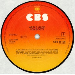 Tom Scott: Apple Juice, LP, CBS CBS-85195