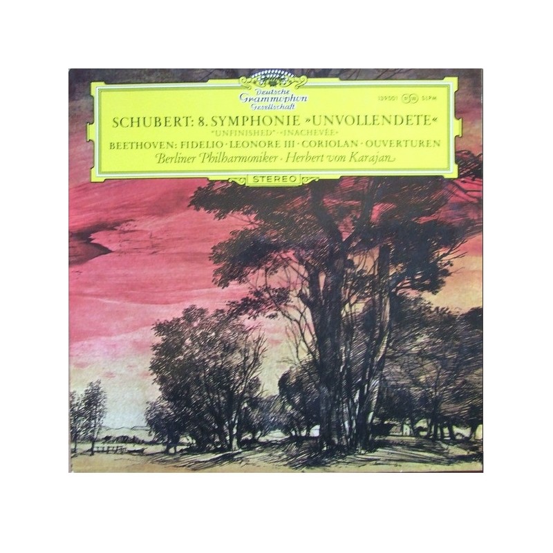 Schubert/Beethoven: Symphonie Nr. 8 / Fidelio - Leonore III - Coriolan, Berliner Philharm., Karajan, LP, DG 139-001
