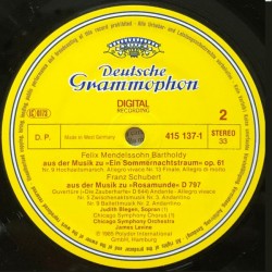 Mendelssohn/Schubert: A Midsummer Night's Dream/Rosamunde, Blegen, Quivar, Chicago Symphony Chorus & Orch., Levine, DG 415-137-1