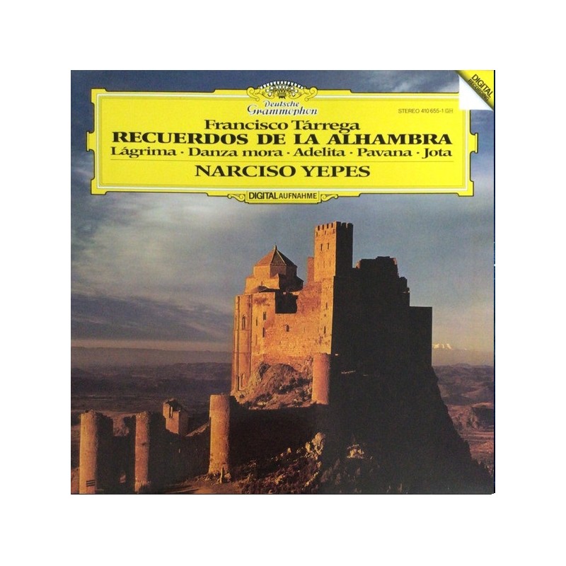 Francisco Tárrega: Recuerdos De La Alhambra, Lagrima, Danza Mora, Adelita, Pavana, Jota, Narciso Yepes, LP, DG 410-655-1