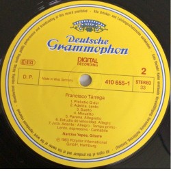 Francisco Tárrega: Recuerdos De La Alhambra, Lagrima, Danza Mora, Adelita, Pavana, Jota, Narciso Yepes, LP, DG 410-655-1