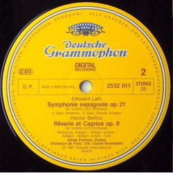 Lalo/Berlioz: Symphonie Espagnole / Rêverie Et Caprice, Itzhak Perlman, Orchestre De Paris, Barenboim, LP, DG 2532-011