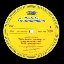 Brahms: Quartett Op. 25 (Orchestrated by Arnold Schönberg), Junge Deutsche Philharmonie, Zender, LP, DG 2531-198