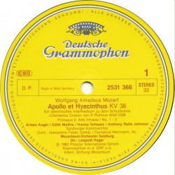 Mozart: Apollo Et Hyacinthus, Mathis, Wulkopf, Salzburger Kammerchor, Mozarteum-Orchester Salzburg, Hager, 2x LP, DG 2707-129