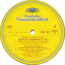 Mozart: Apollo Et Hyacinthus, Mathis, Wulkopf, Salzburger Kammerchor, Mozarteum-Orchester Salzburg, Hager, 2x LP, DG 2707-129