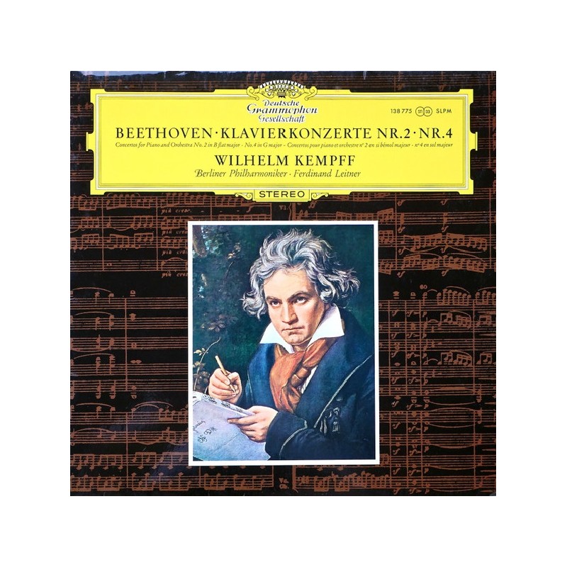 Beethoven: Klavierkonzerte Nr. 2, Nr. 4, Wilhelm Kempff, Berliner Philharmoniker, Ferdinand Leitner, LP, DG 138-775-SLPM