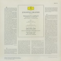 Brahms: Klavierquartett G-moll Op. 25, Emil Gilels, Mitglieder Des Amadeus-Quartetts, LP, DG 2530-133