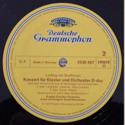 Beethoven: Piano Concerto In D Major, Arranged From Violin Concerto, Op. 61, English Chamber Orch., Barenboim, LP, DG 2530-457