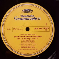 Beethoven: Violin Sonatas In G Major, Op.96/In C Minor Op.30 N.2, Kempff, Menuhin, LP, DG 2530-346