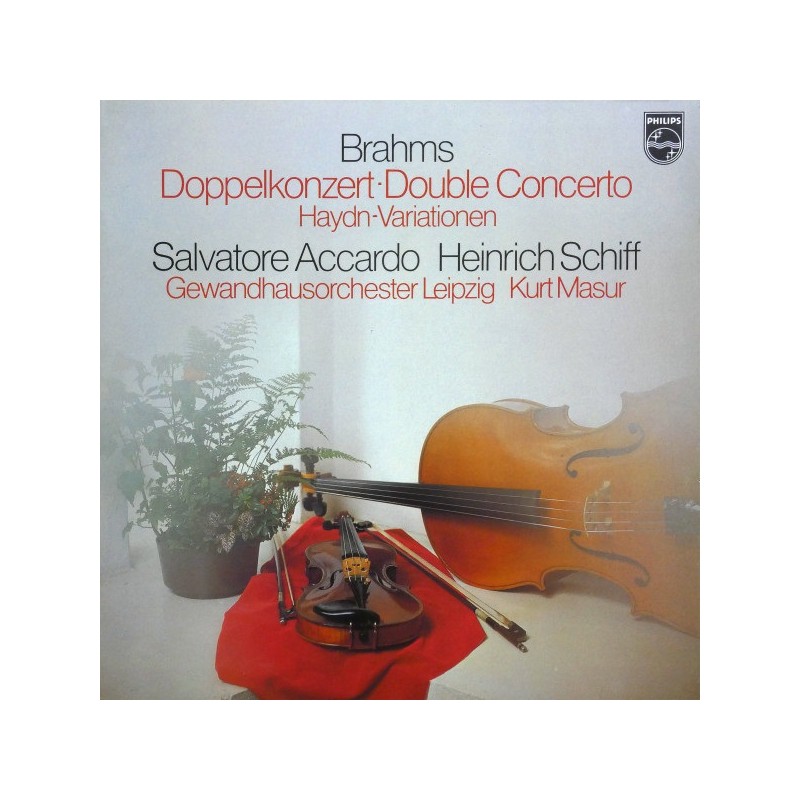 Brahms: Doppelkonzert - Haydn Variationen, Accardo / Heinrich Schiff / Gewandhausorchester Leipzig, Masur, LP, Philips 9500-623