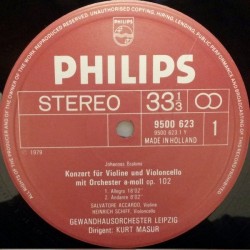 Brahms: Doppelkonzert - Haydn Variationen, Accardo / Heinrich Schiff / Gewandhausorchester Leipzig, Masur, LP, Philips 9500-623