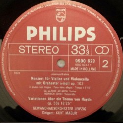 Brahms: Doppelkonzert - Haydn Variationen, Accardo / Heinrich Schiff / Gewandhausorchester Leipzig, Masur, LP, Philips 9500-623