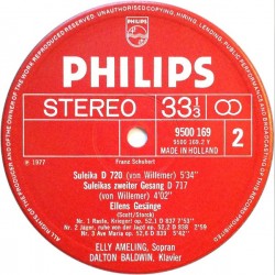 Schubert: Songs For Gretchen, Ellen, & Suleika, Elly Ameling, Dalton Baldwin, LP, Philips 9500-169