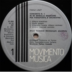 Liszt: Concerto N.1 In Mi Bem. Mag./Totentanz, Arturo Benedetti Michelangeli, Rafael Kubelik, LP,