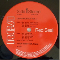 Arthur Rubinstein – Chopin The Mazurkas Volume 1, LP, RCA Victor SB-6702