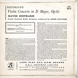 Beethoven: Violin Concerto In D Major Op.61, David Oistrakh, French National Radio Orch., Cluytens, LP mono, Columbia 33CX-1672