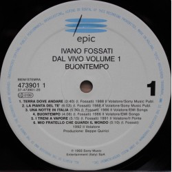 Ivano Fossati – Dal Vivo Volume 1 : Buontempo, LP, Epic 5099747390111