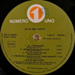 Lucio Battisti – Io Tu Noi Tutti, LP, Numero Uno ZPLN-34006